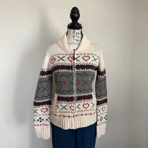 roots cowichan wool zip up sweater